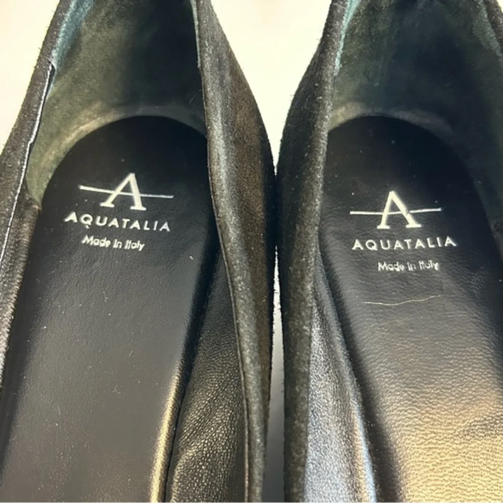 Aquatalia Posie Black Suede‎ Wedge Pumps Size 7
